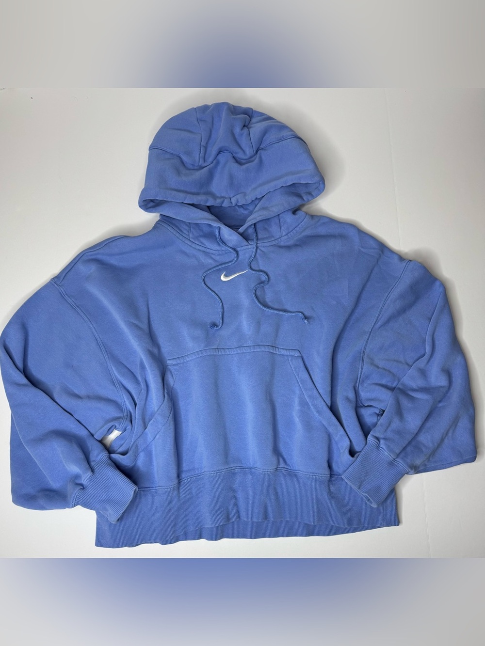 Nike Center Swoosh Oversized Cropped Pullover Hoodie Size Women’s XS Periwinkle